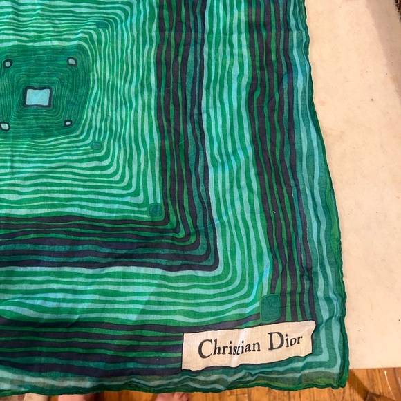 Vintage Blue and Green Dior Scarf - Picture 3 of 4